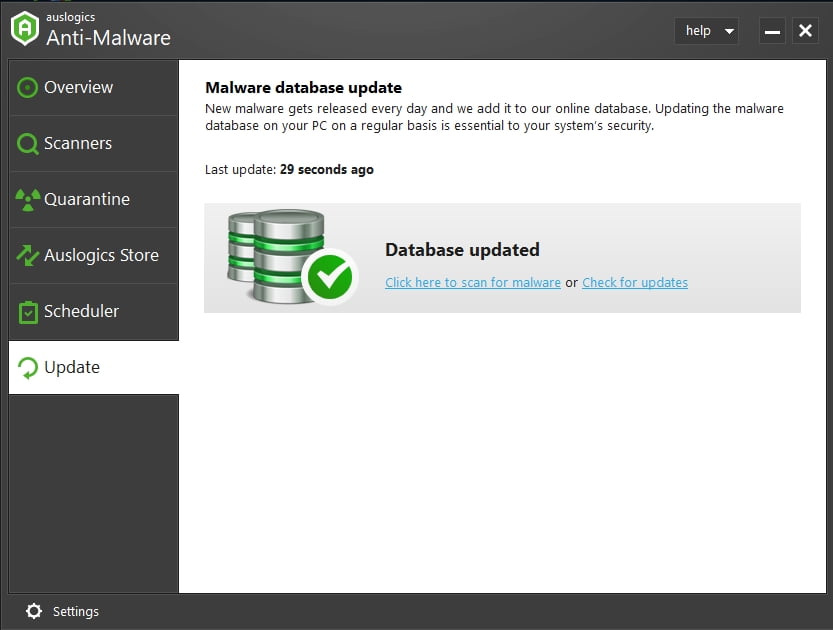 You can scan your PC for the latest threats with Auslogics Anti-Malware