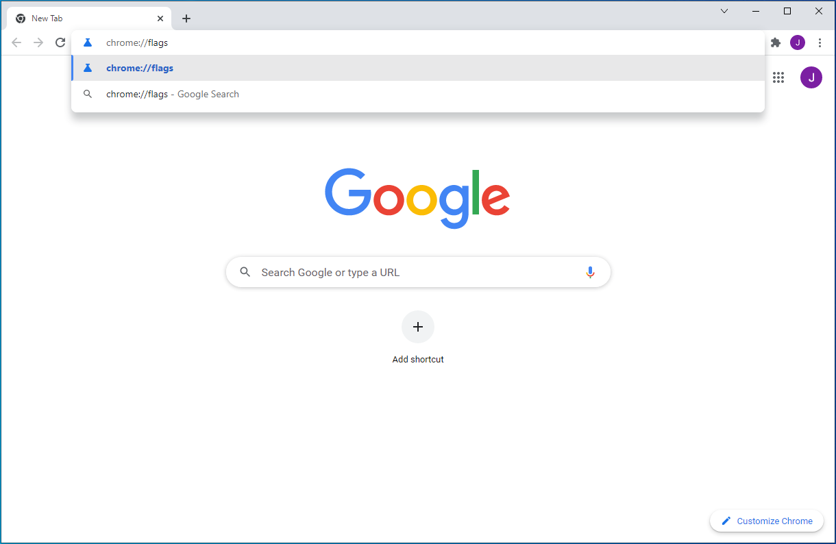 Type "chrome://flags".