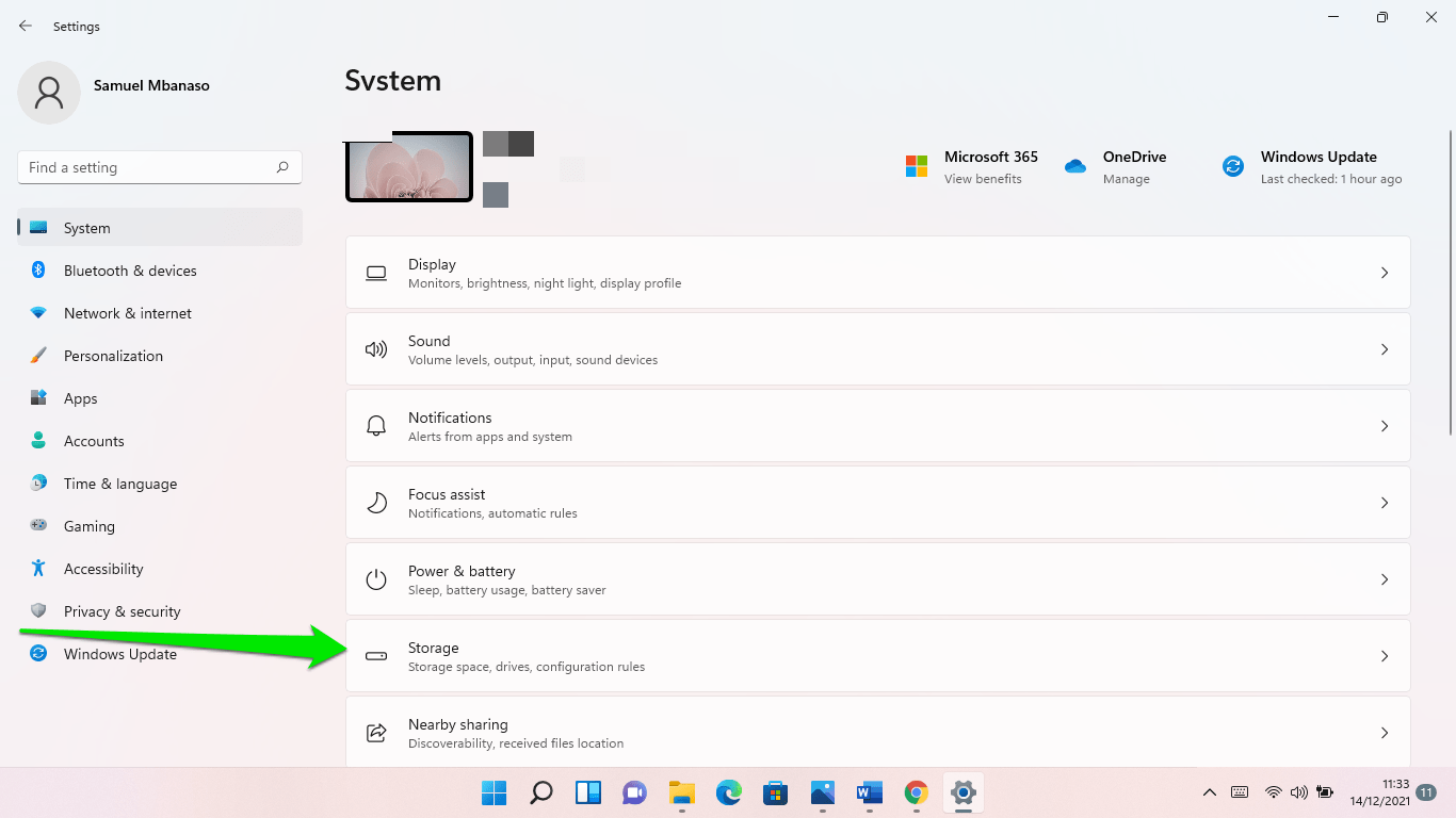 2. After Settings shows up, scroll down and click on Storage