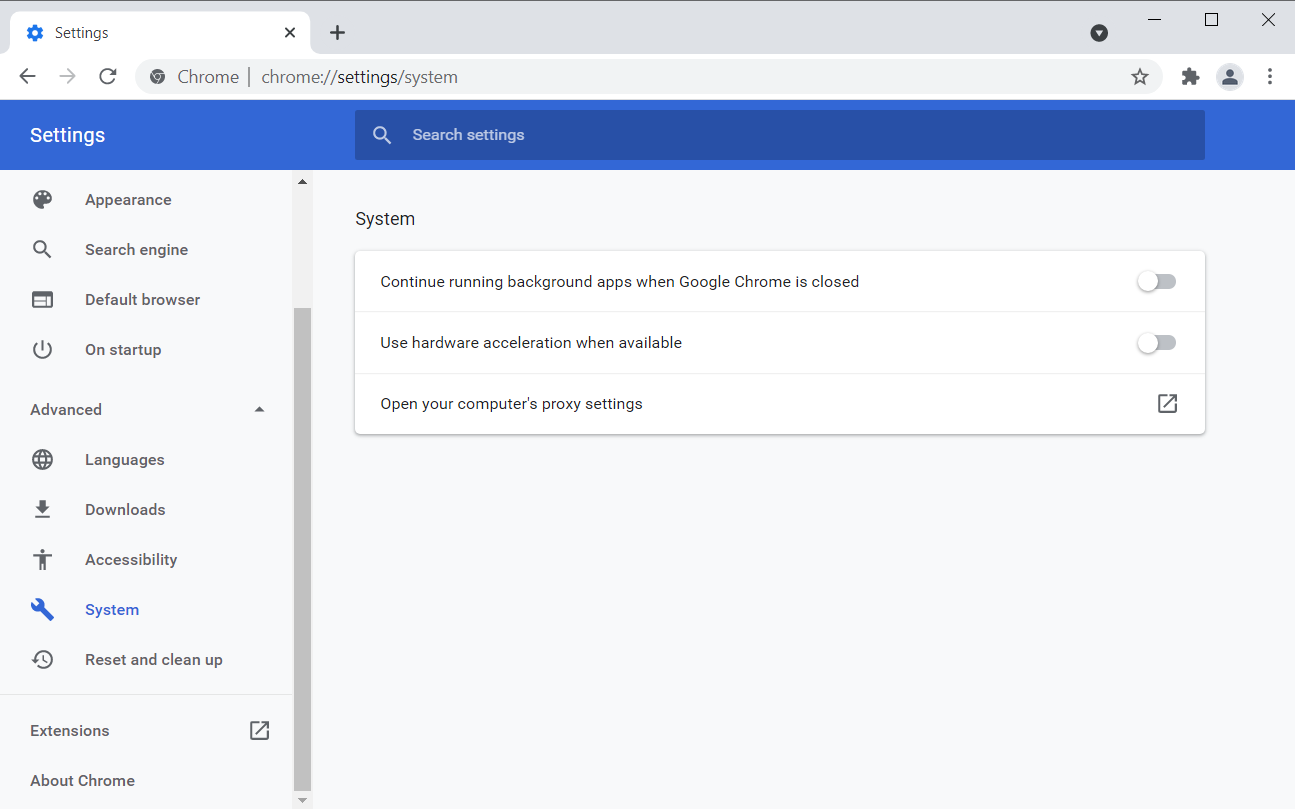 Disable the "Use hardware acceleration when available" feature.