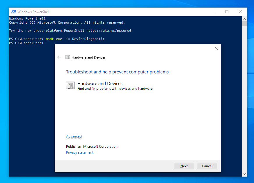 Run the Hardware and Devices Troubleshooter