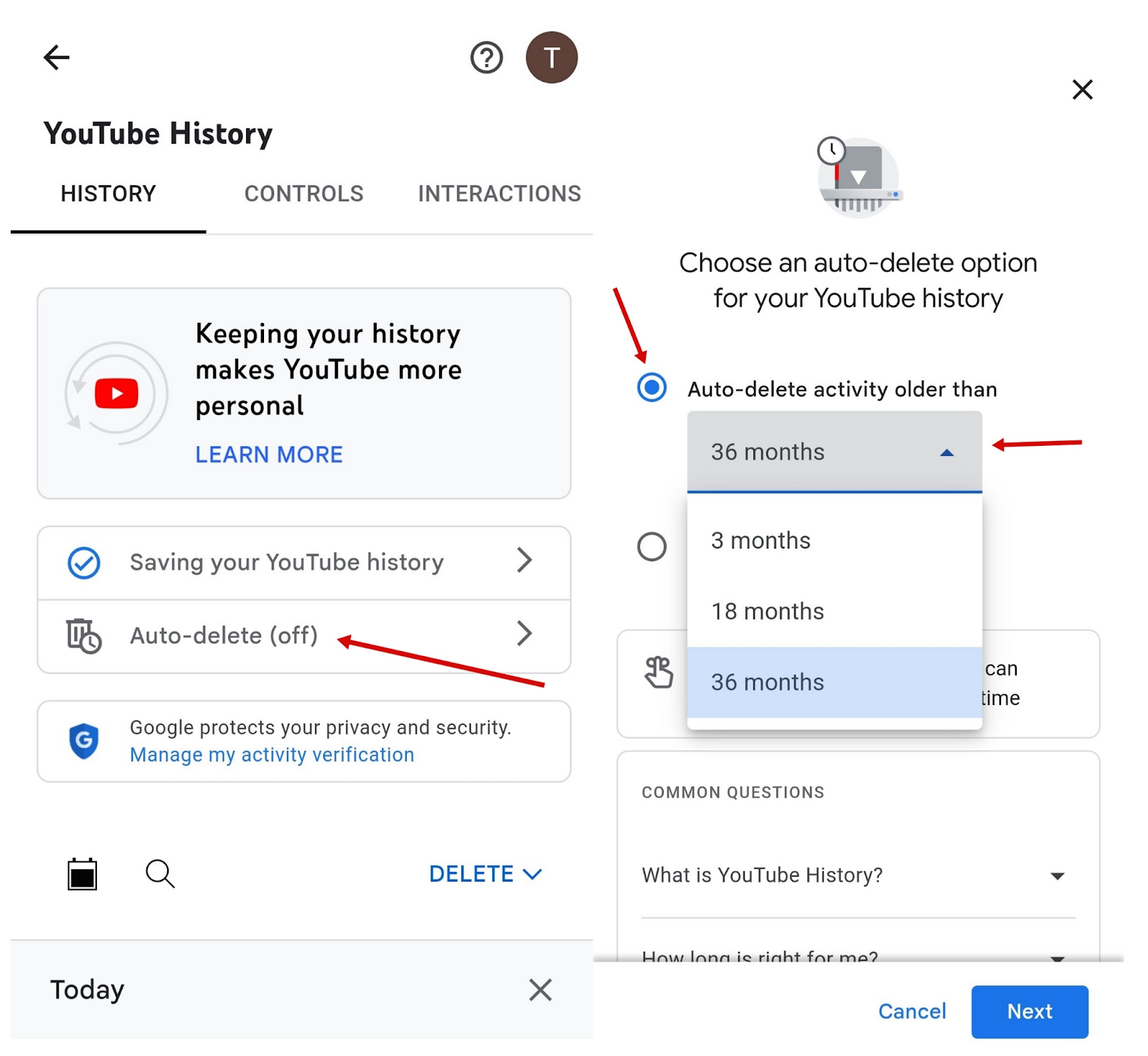 How to auto-delete your YouTube search and watch history on the YouTube app