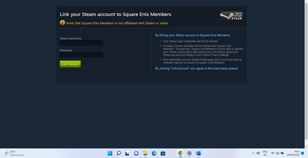 Link your Square Enix and Steam accounts
