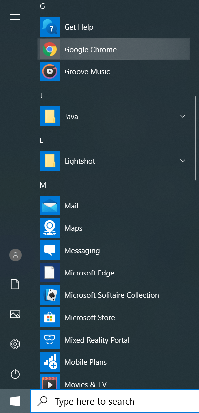 Search for Chrome in the Start menu and click the Chrome icon.