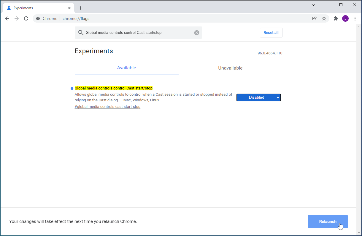 Click Relaunch.