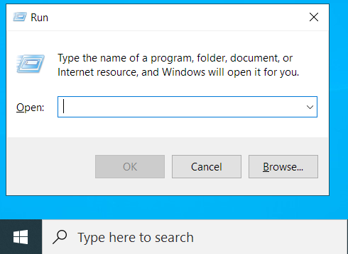 Launch the Run dialog box.