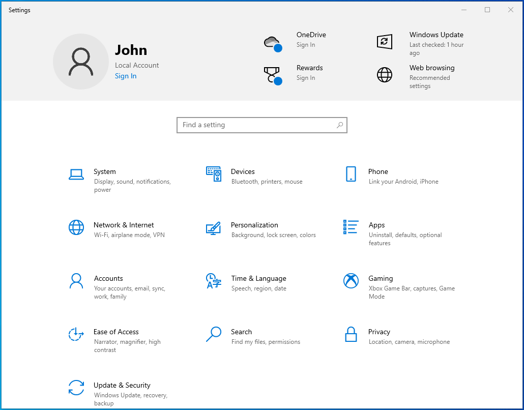 Run the Settings app on your PC.