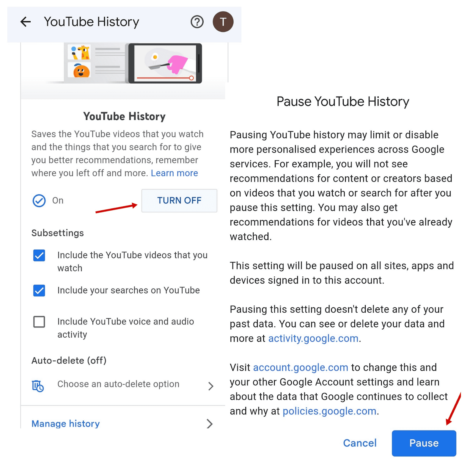How to turn off YouTube History on mobile